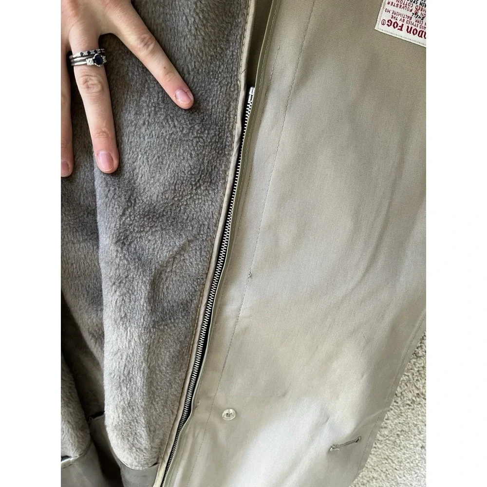 VTG 70s London Fog Trench Coat Men 44 Tan Double Breasted Belt Line USA Classic - Picture 8 of 13